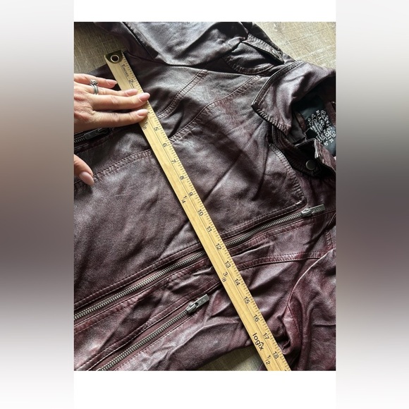 Blanc Noir Women’s M Moto Jacket Vegan Faux Leather Full Zip Pockets Purple NEW - Picture 10 of 15